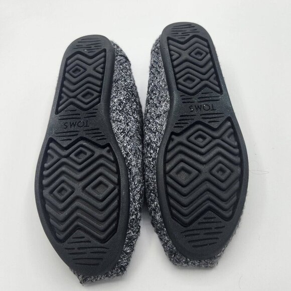 Toms Alpargata Charcoal Gray Black Sweater Fur Inside Leather Sole Shoe 8.5 - Picture 8 of 8